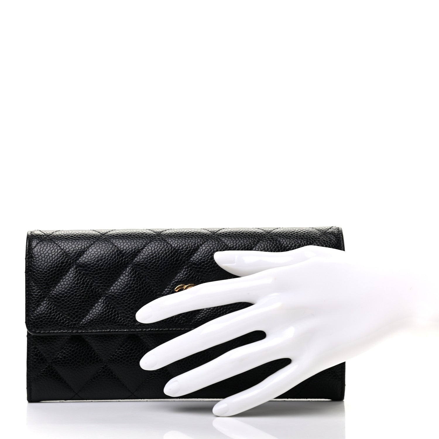 Chanel Caviar Quilted Large Gusset Flap Wallet Black 2 of 8