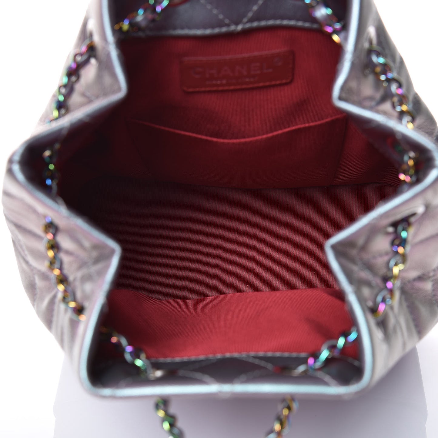 Iridescent Lambskin Calfskin Small Quilted Gabrielle Backpack Light Purple