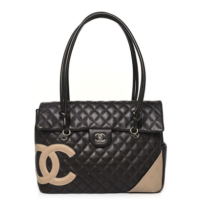 Chanel Calfskin Quilted Large Cambon Flap Brown Beige 1 of 14