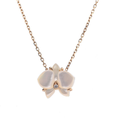 Cartier 18K Yellow Gold Mother Of Pearl Diamond Caresse D'Orchidees Par Necklace 4 of 7