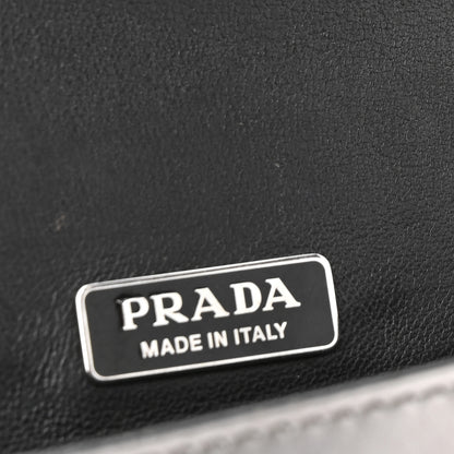Prada Metallic Vitello Saffiano Cahier Bag Silver Black 12 of 15