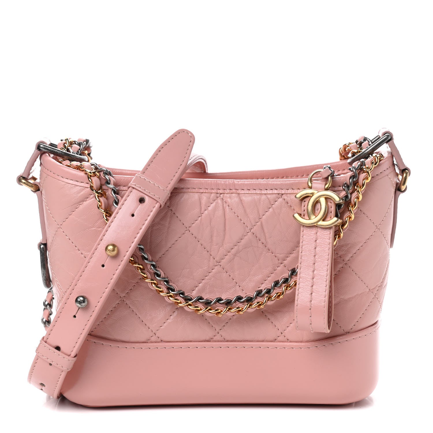 Chanel Aged Calfskin Quilted Small Gabrielle Hobo Pink 1 of 11