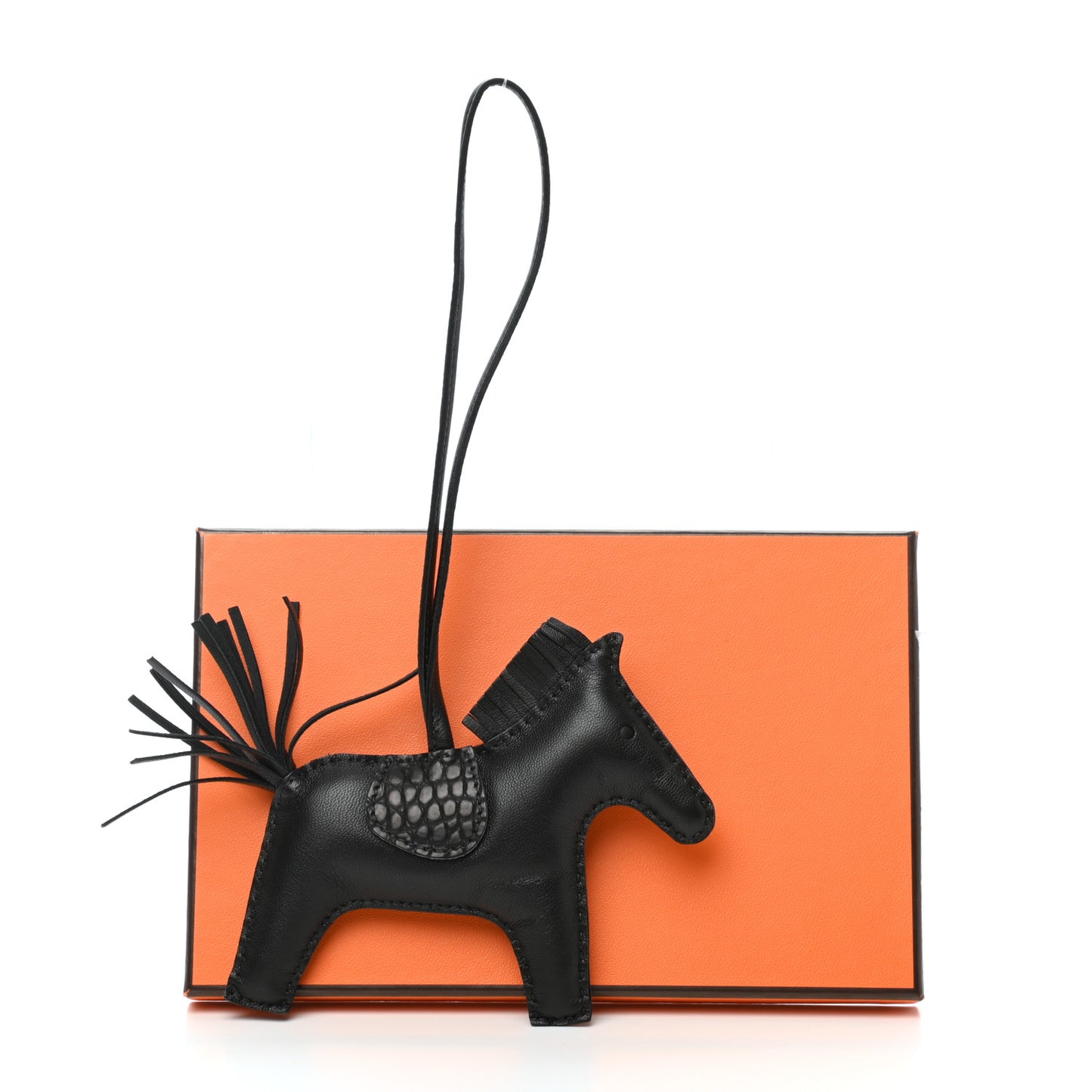 Milo Lambskin Matte Alligator Touch Grigri Rodeo Horse Bag Charm MM So Black