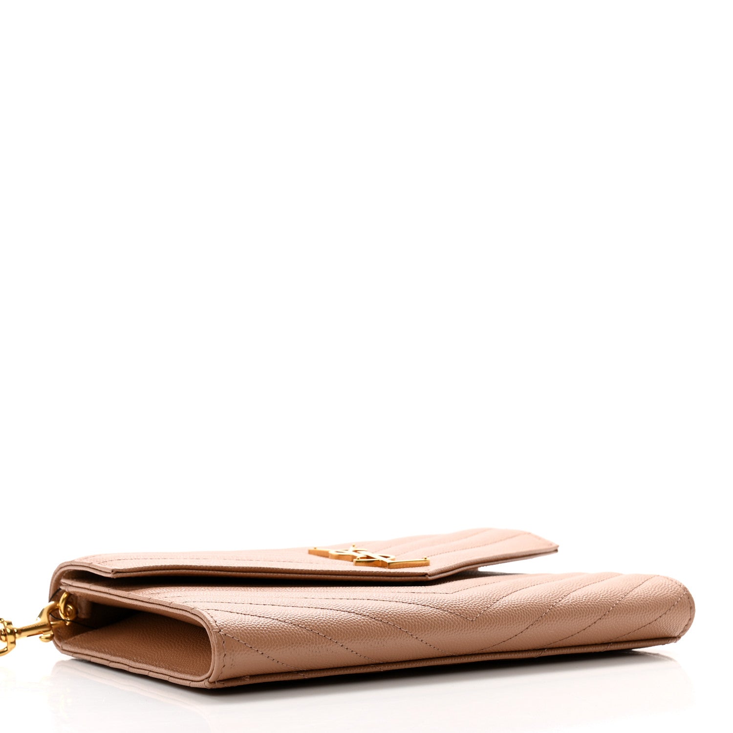 Saint Laurent Grain De Poudre Matelasse Chevron Monogram Envelope Clutch Vintage Peach 4 of 9