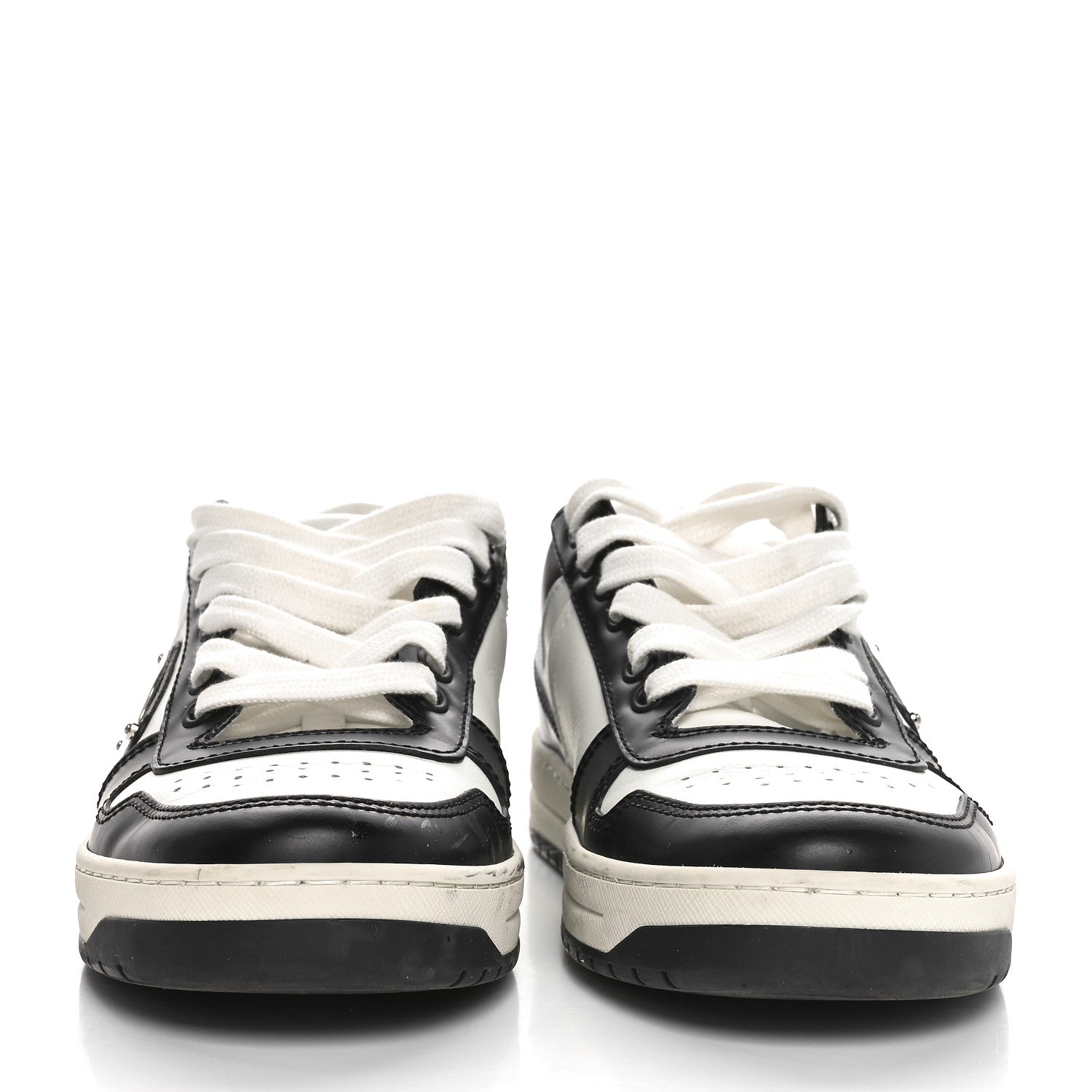 Prada Vitello Sport Spazzolato Rois Triangle Logo Womens Downtown Low Top 30mm Sneakers 37.5 White Black 2 of 9