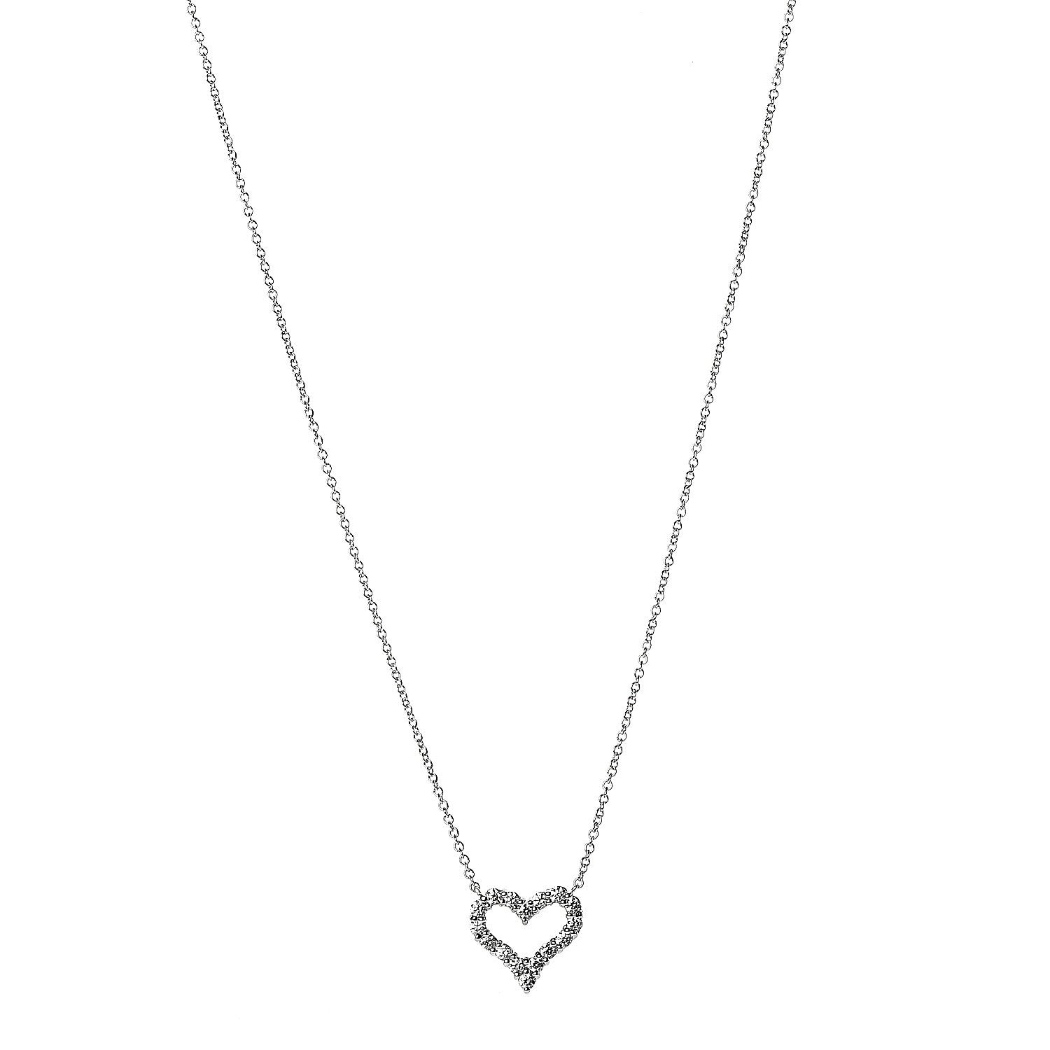 Tiffany Platinum Diamond Mini Heart Pendant Necklace 1 of 6