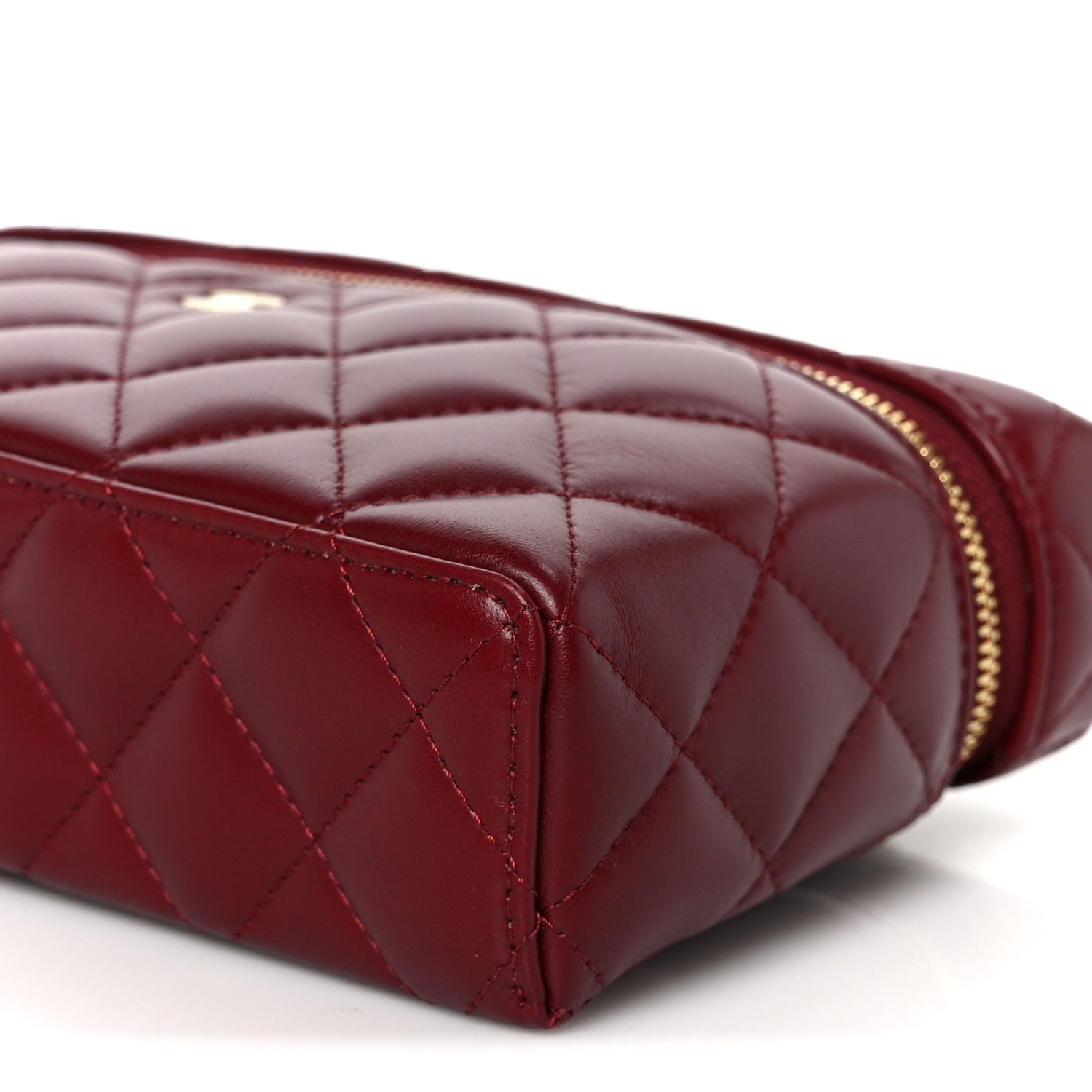 Chanel Lambskin Quilted Top Handle Slim Vanity With Chain Burgundy 10 of 11
