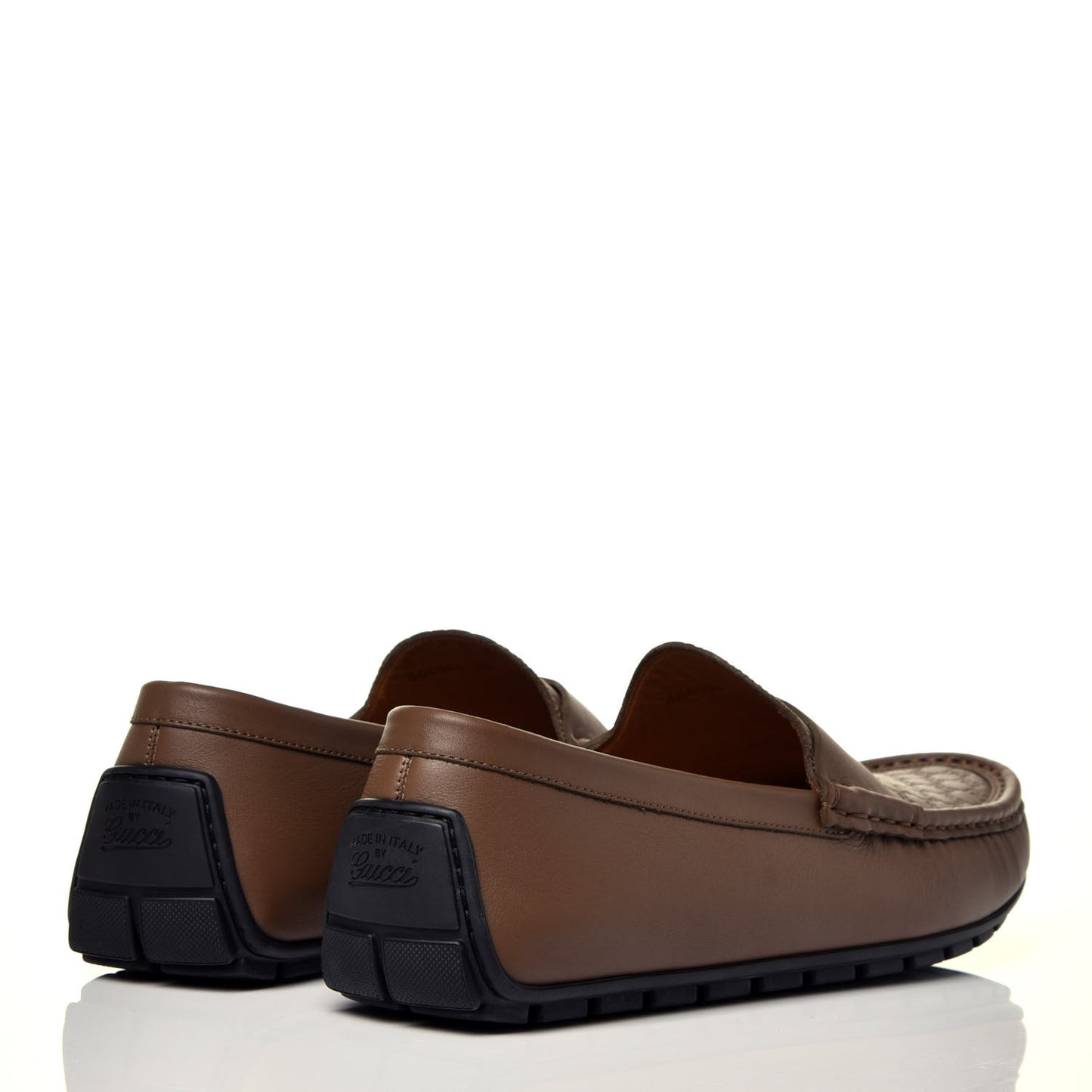 Calfskin Miro Soft Microguccissima Mens Driver Loafers 10 Brown