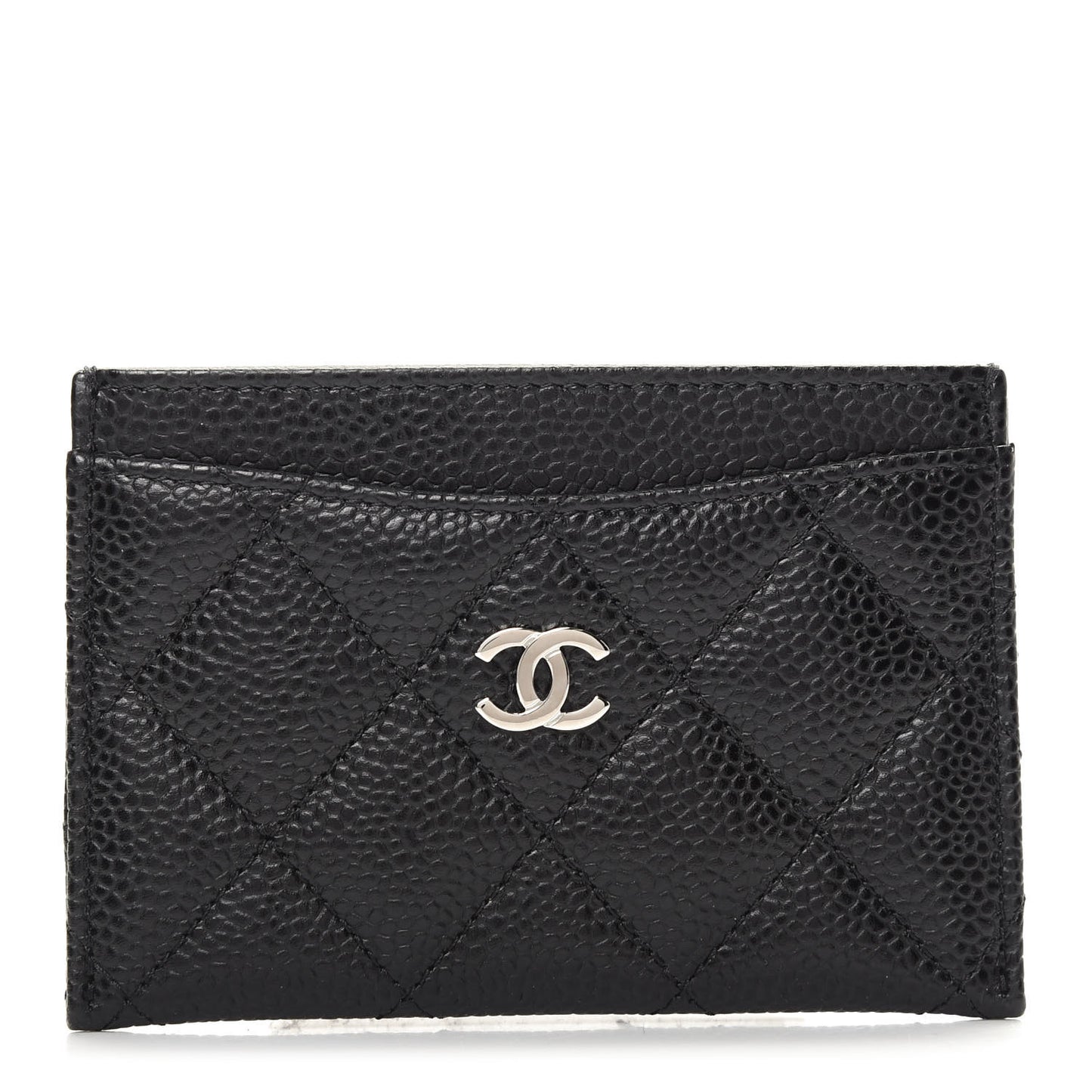Caviar Quilted Card Holder Black