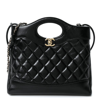 Chanel Shiny Crumpled Calfskin Quilted Mini 31 Shopping Bag Black 1 of 10