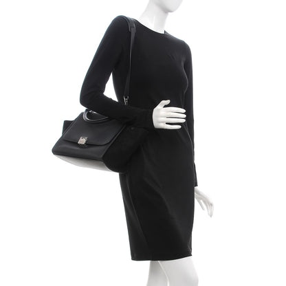 Celine Drummed Calfskin Suede Small Trapeze Black 3 of 7