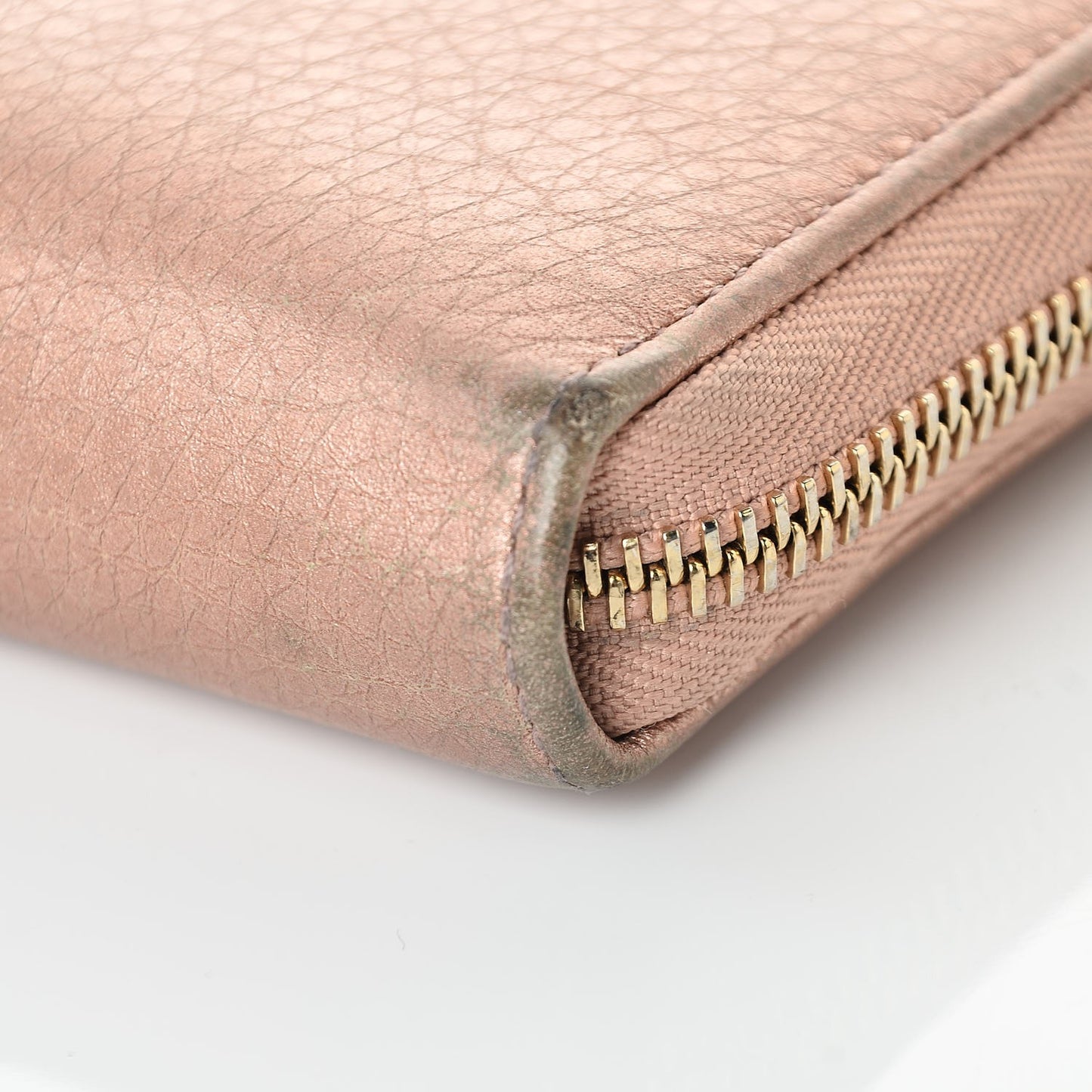 Metallic Calfskin Soho Zip Around Wallet Pink