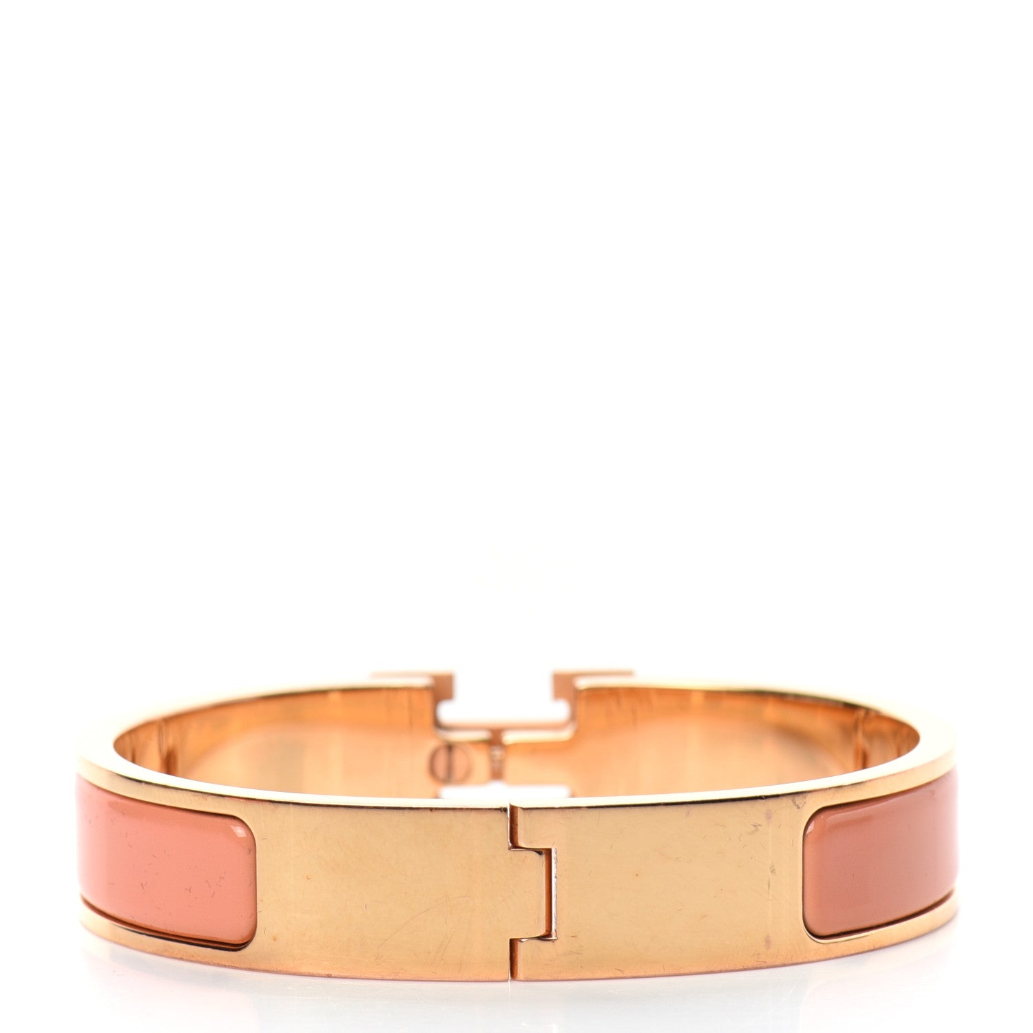 Hermes Enamel Narrow Clic Clac H Bracelet PM Orange Papaye 3 of 4