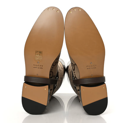 Gucci Monogram Jumbo GG Cordovan Lux Mens Zelda Harness Riding Boots 8 Camel Ebony New Acero 5 of 7