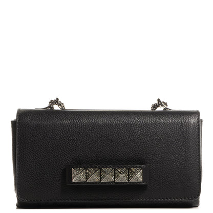 Valentino Garavani Pebbled Calfskin Crystal Encrusted Studs Va Va Voom Shoulder Bag Black 1 of 9