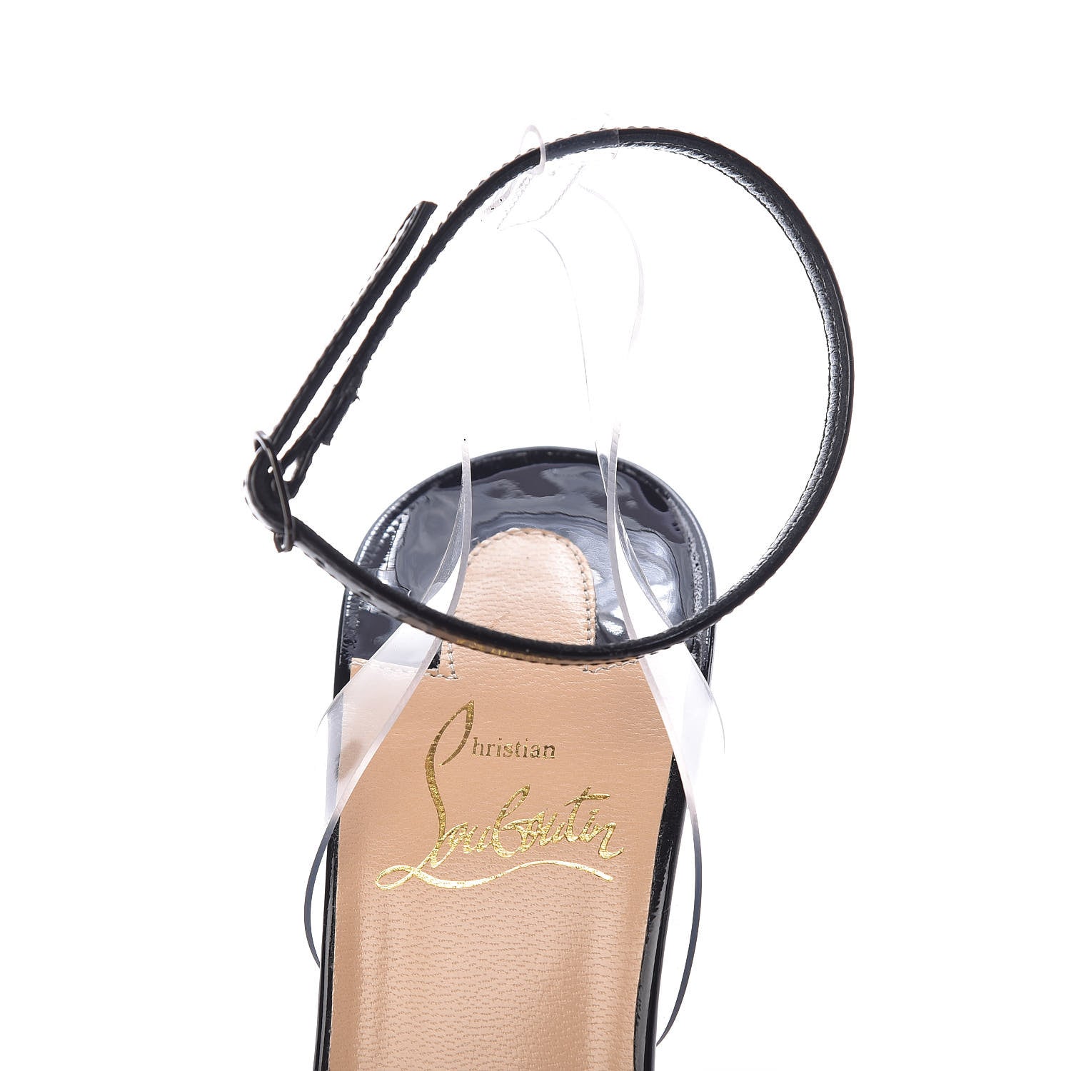 Christian Louboutin Metallic Calfskin Glitter Tonic PVC Fossiliza 100 Sandals 37.5 Black 8 of 9