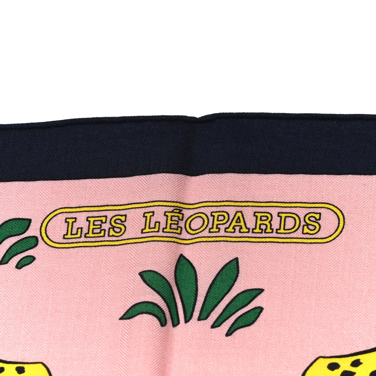 Hermes Cashmere Silk Les Leopards Shawl 140 Marine Rose Buvard 4 of 4
