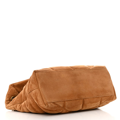 Saint Laurent Suede Calfskin Quilted Medium Loulou Puffer Monogram Chain Satchel Cinnamon 4 of 12