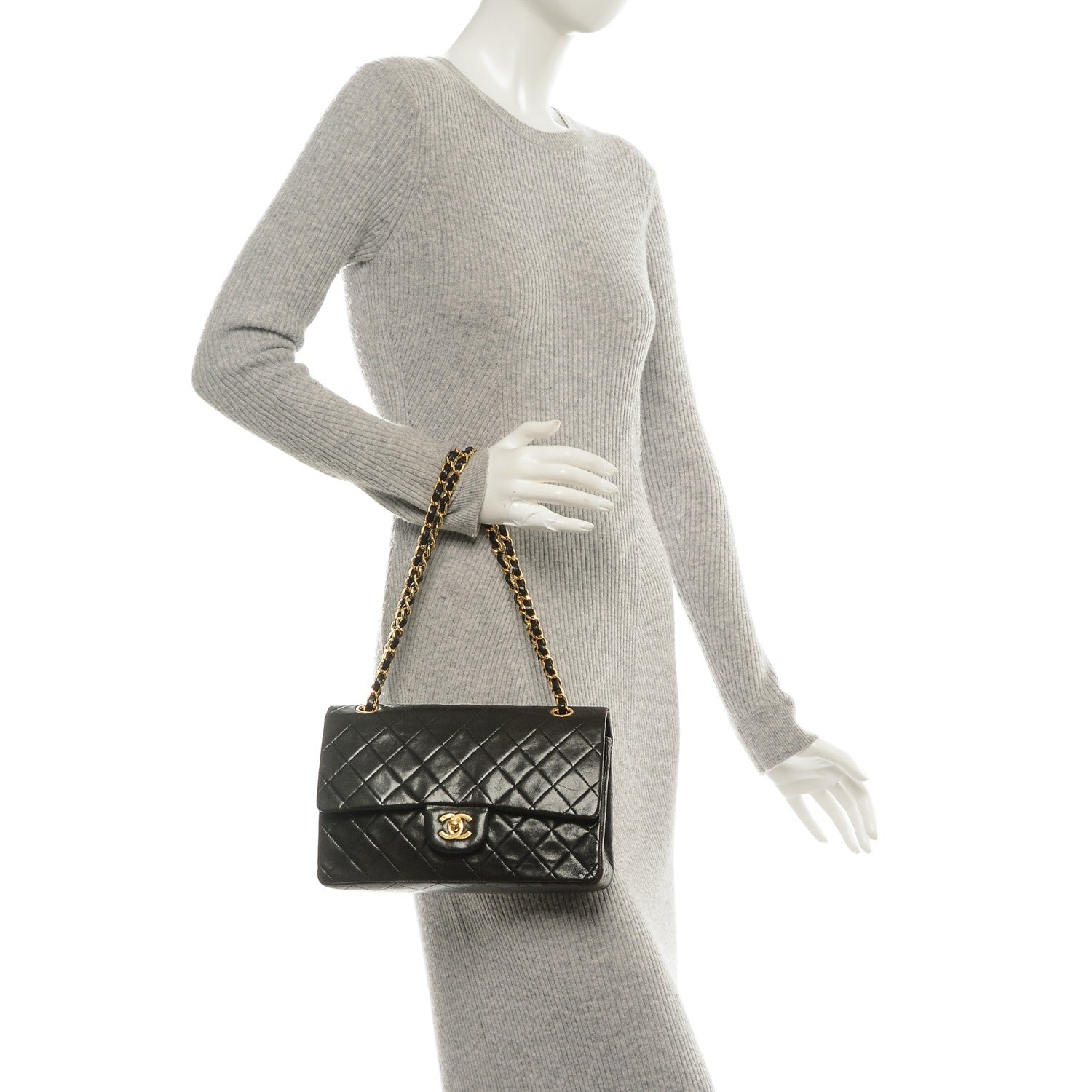 Chanel Lambskin Quilted Medium Double Flap Black 2 of 9