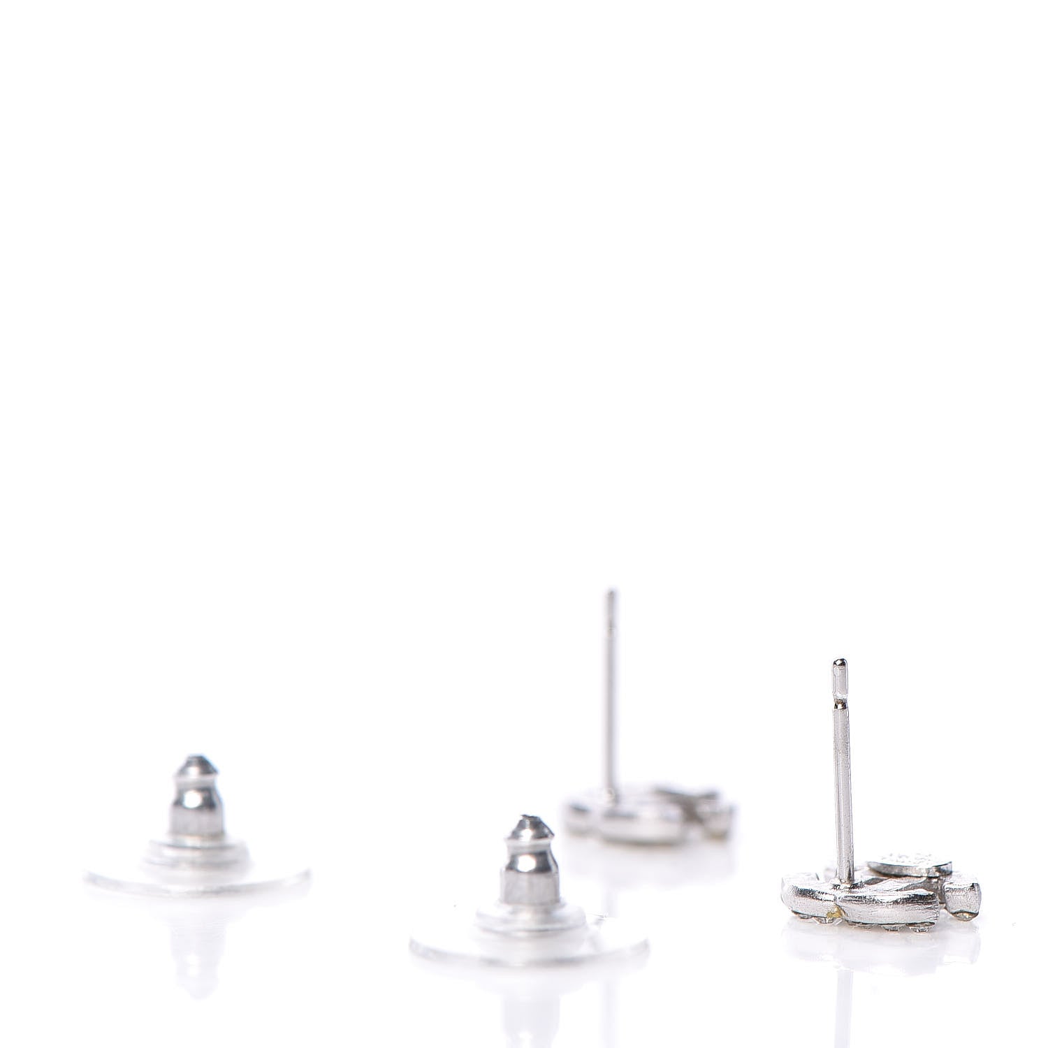 Chanel Crystal Mini Timeless CC Earrings Silver 4 of 4