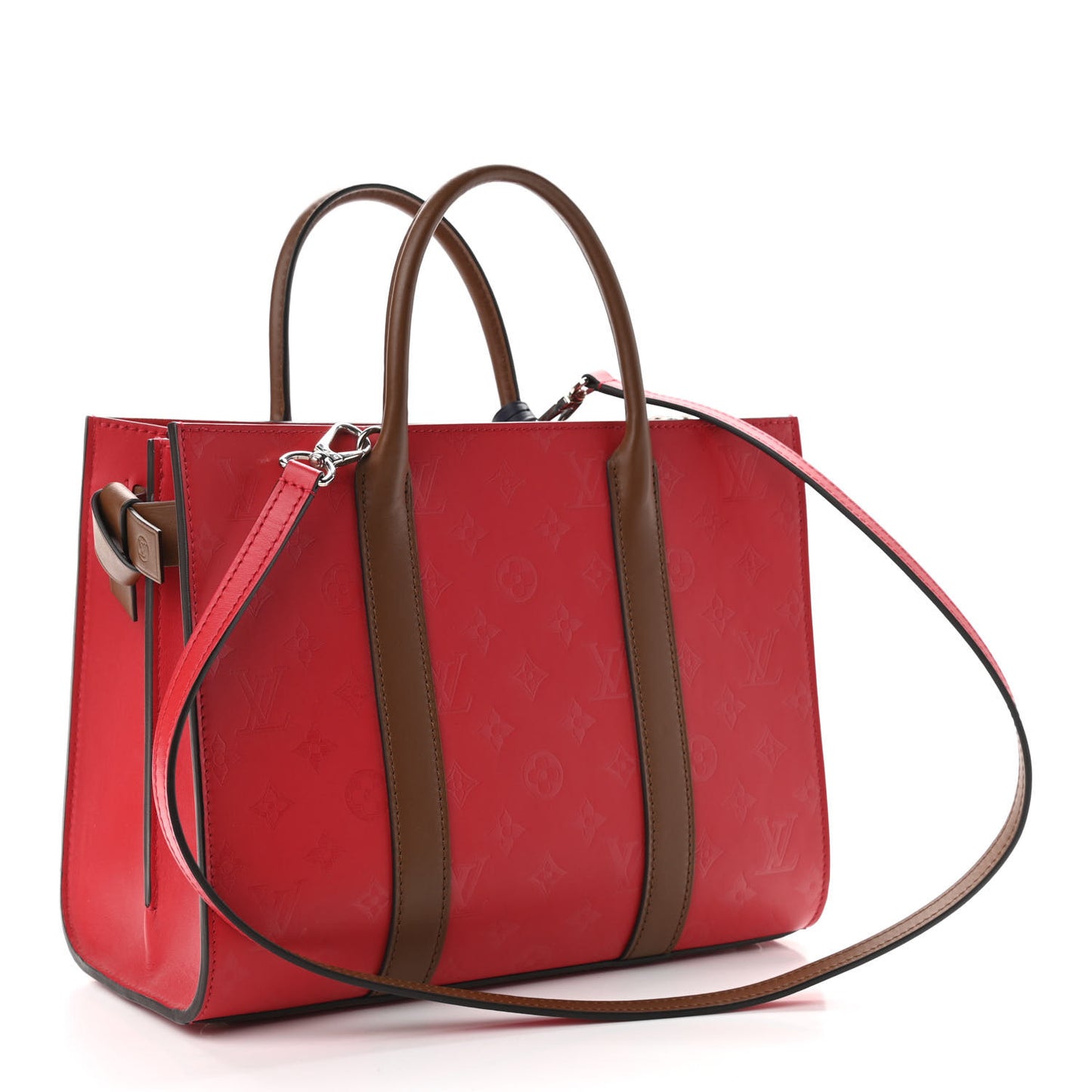 Monogram Cuir Plume Very Tote MM Rubis Noisette