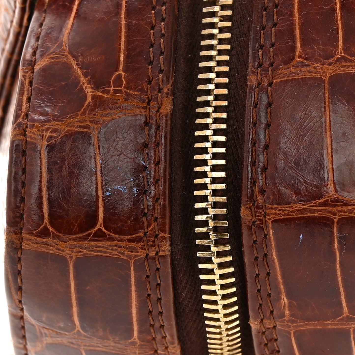 Alligator Bowler Bag Brown