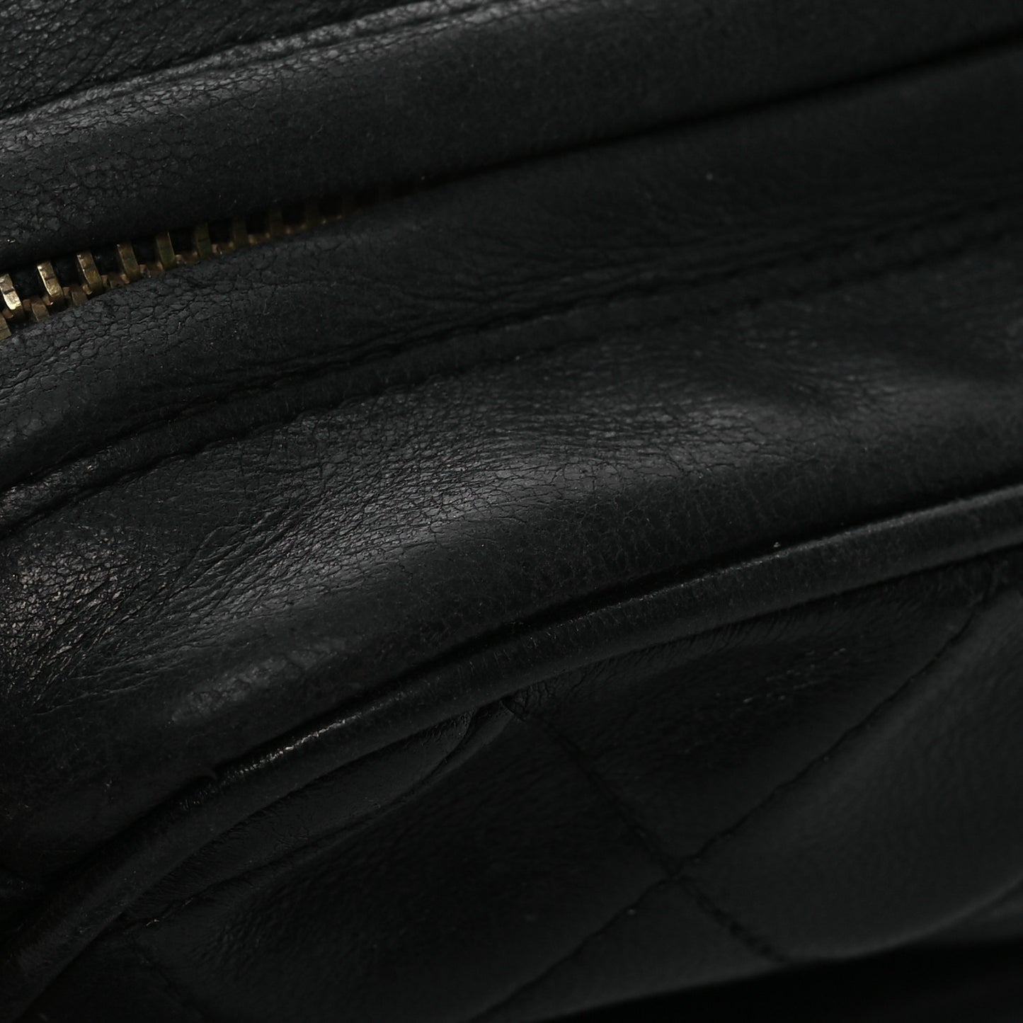 Lambskin Quilted Tassel Camera Case Black