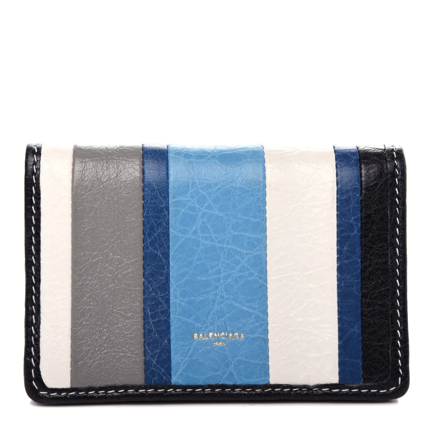 Veau Arena Multicolore Bazar Bi-Fold Card Case Bleu Gris White Black