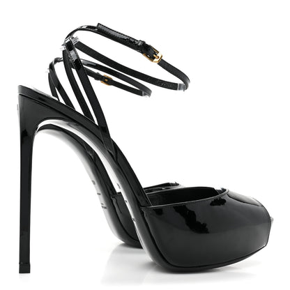 Saint Laurent Patent Tribute Lips Platform Sandals 40.5 Black 3 of 8