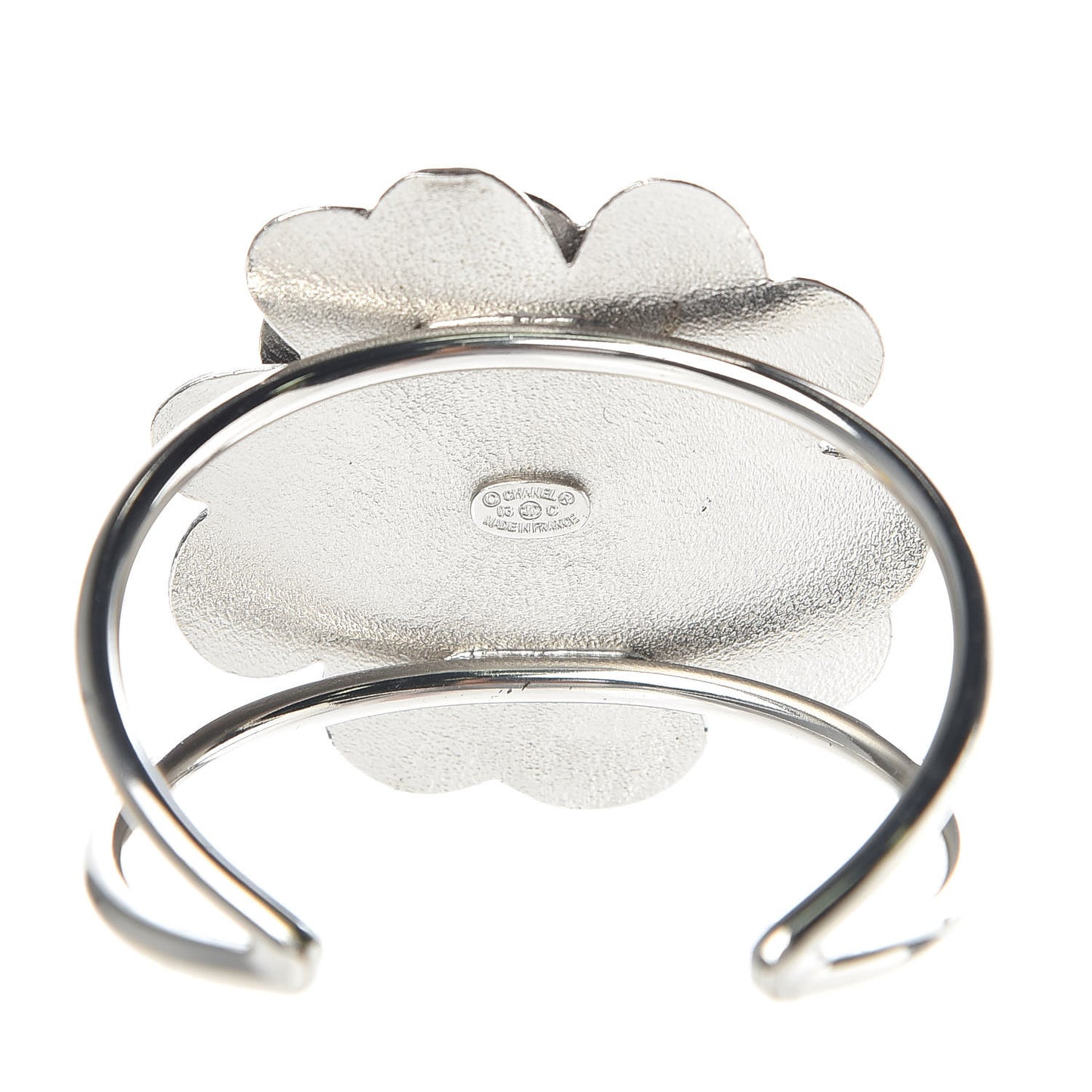 Ruthenium Enamel Camellia Cuff Bracelet Black