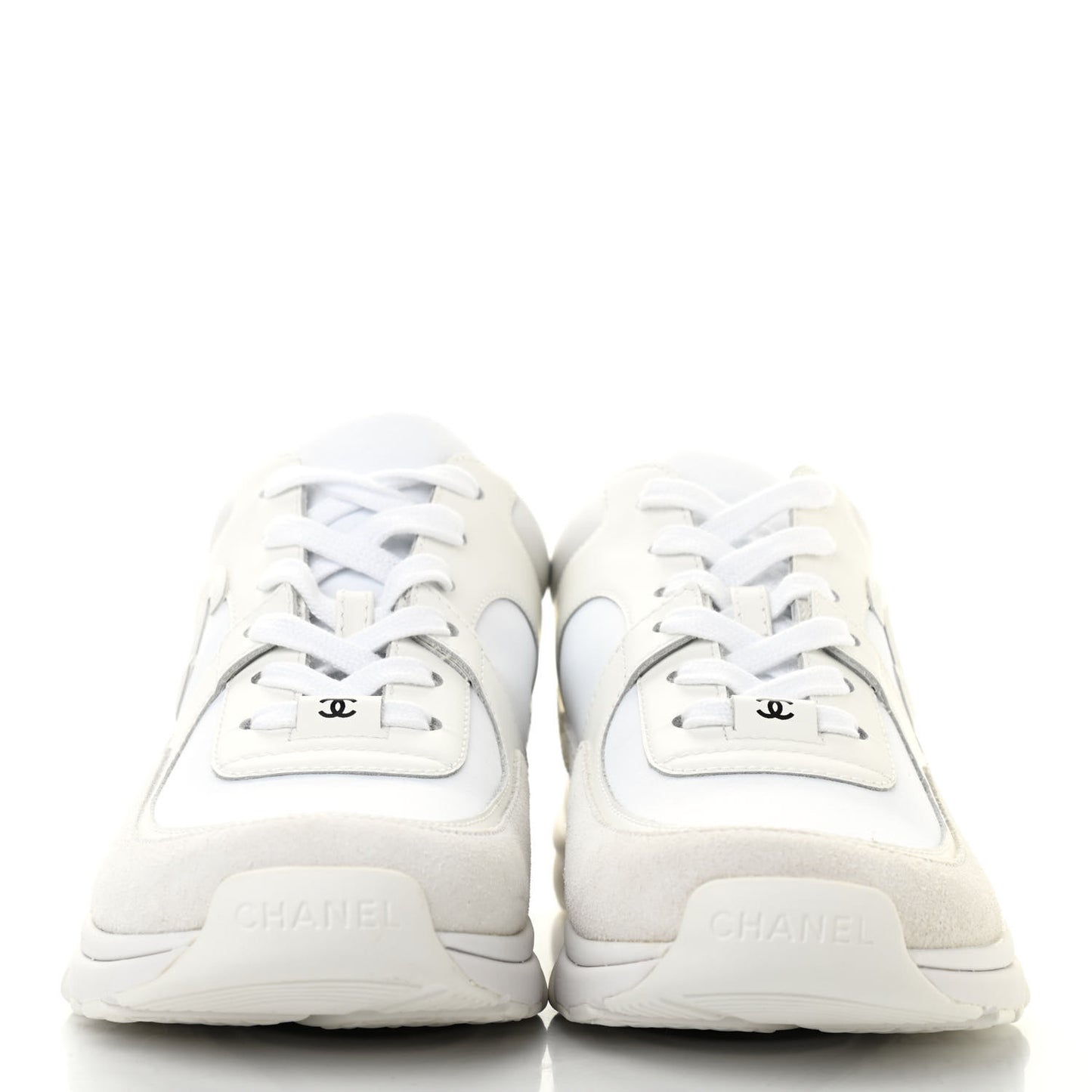 Suede Calfskin Fabric CC Sneakers 38.5 White