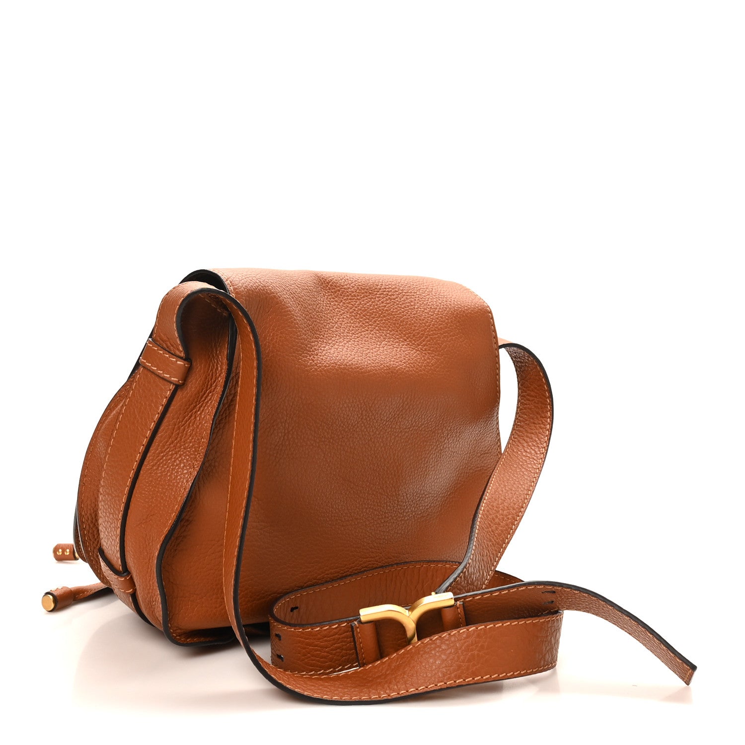 Chloe Grained Calfskin Medium Marcie Saddle Bag Tan 3 of 9