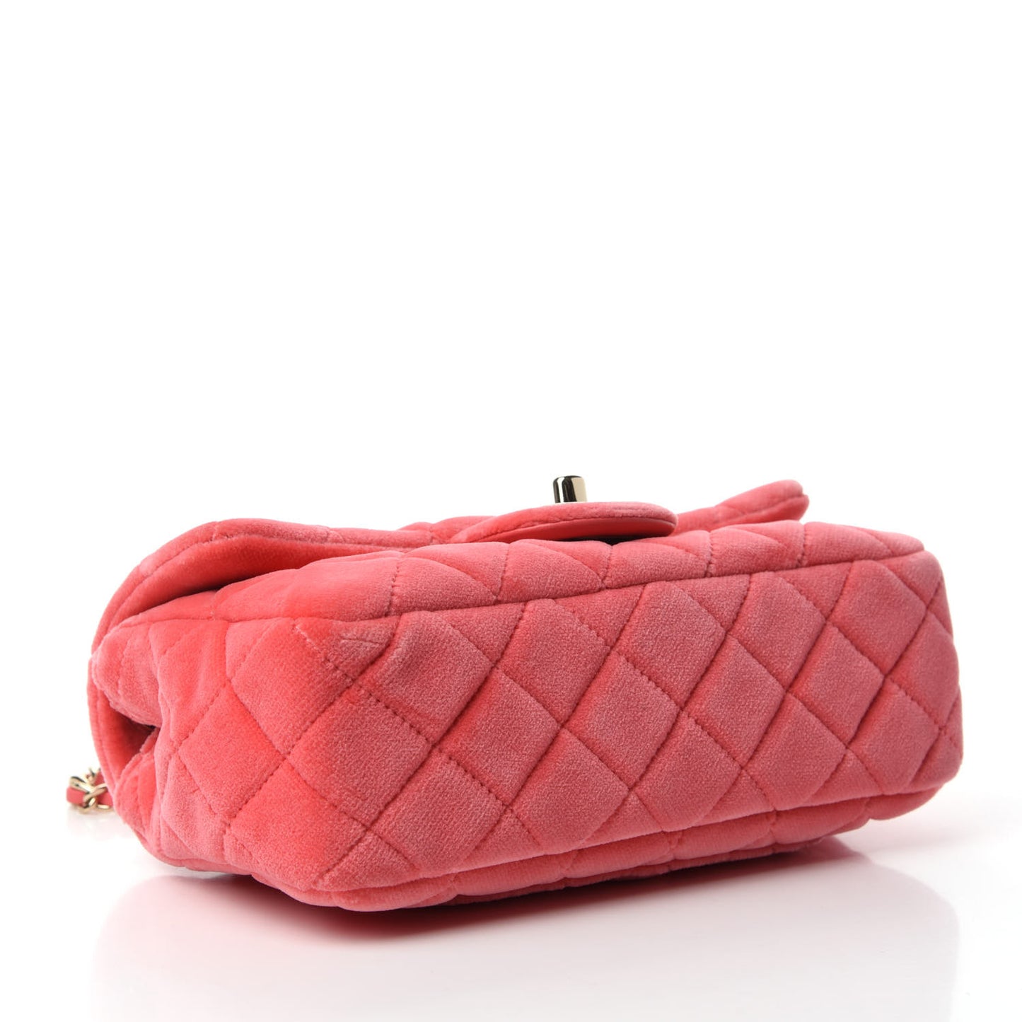 Velvet Quilted Mini Rectangular Pearl Crush Flap Pink
