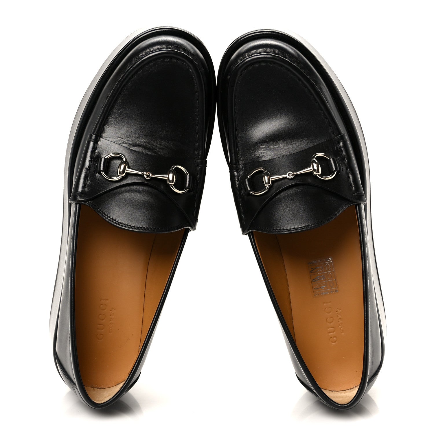 Gucci Kama Calfskin Horsebit Womens Wedge Platform Loafers 38.5 Black 2 of 9