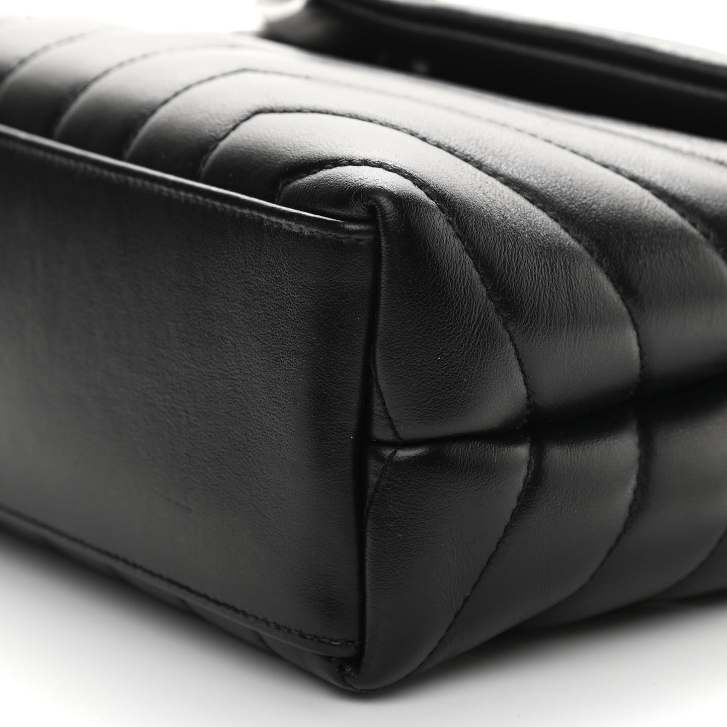 Calfskin Y Quilted Monogram Small Loulou Chain Satchel Black