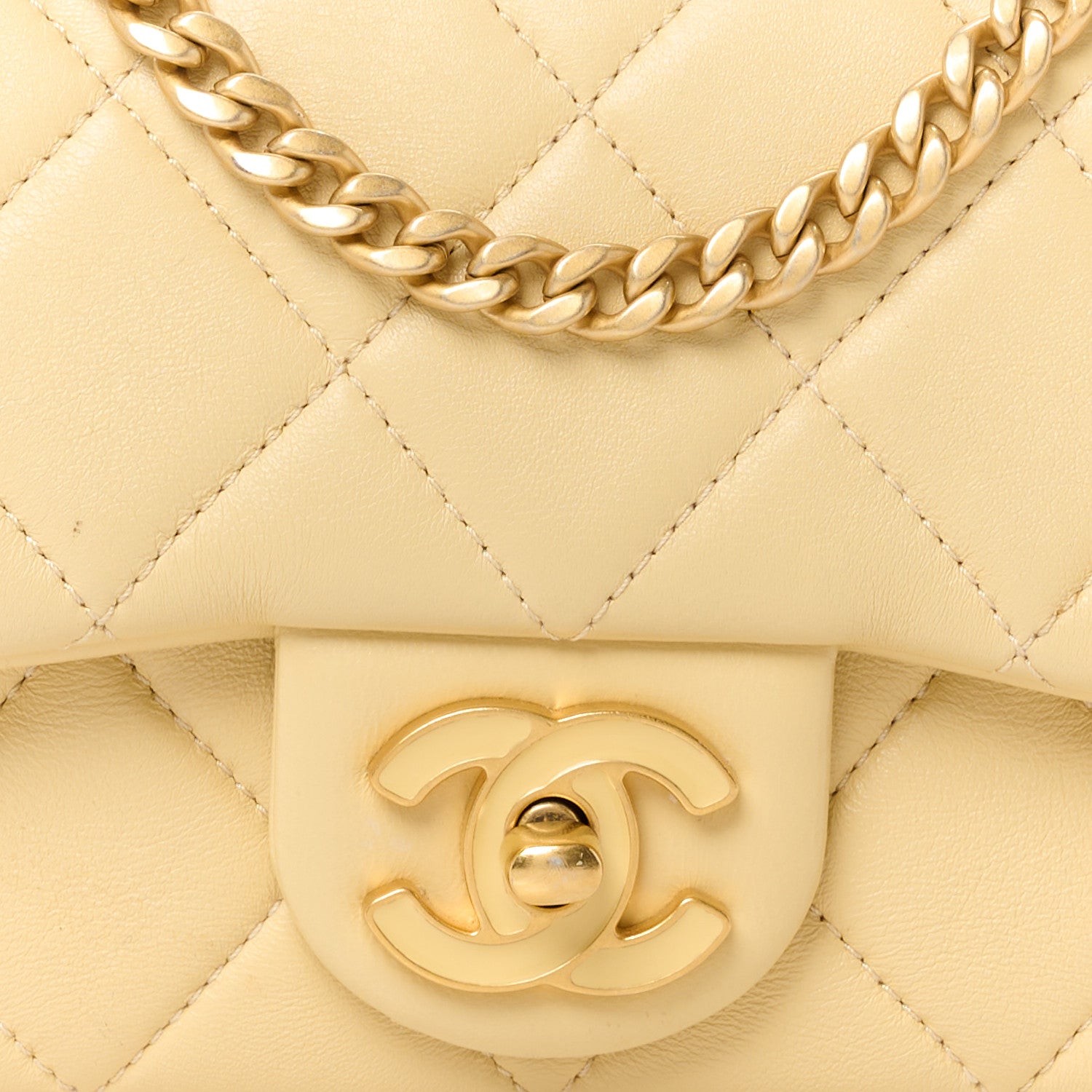Chanel Lambskin Enamel Quilted Mini Pending CC Square Flap Yellow 9 of 14