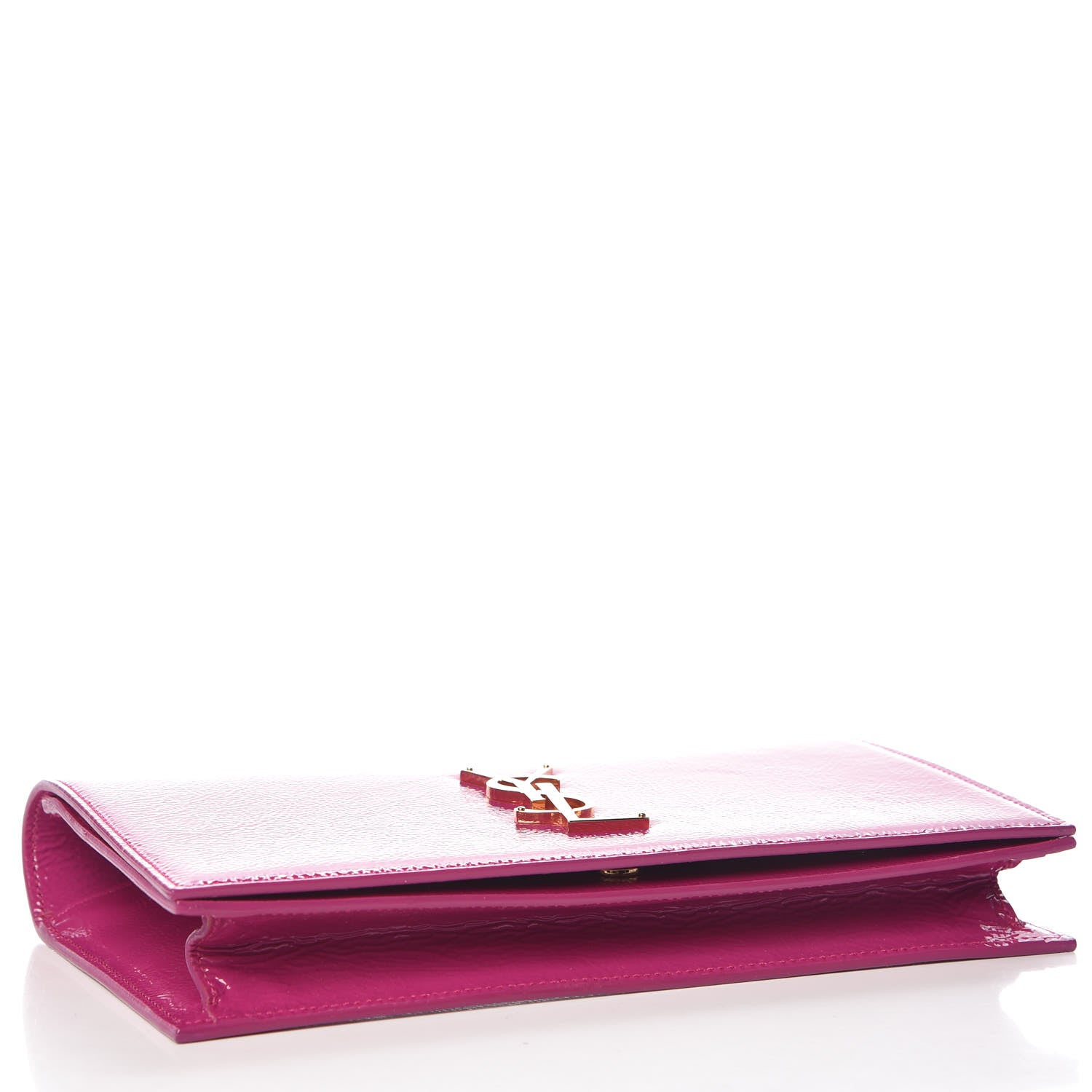 Saint Laurent Textured Patent Classic Monogram Kate Clutch Electric Pink 4 of 9