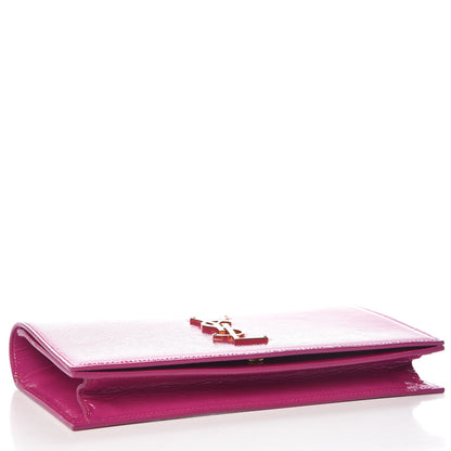 Saint Laurent Textured Patent Classic Monogram Kate Clutch Electric Pink 4 of 9