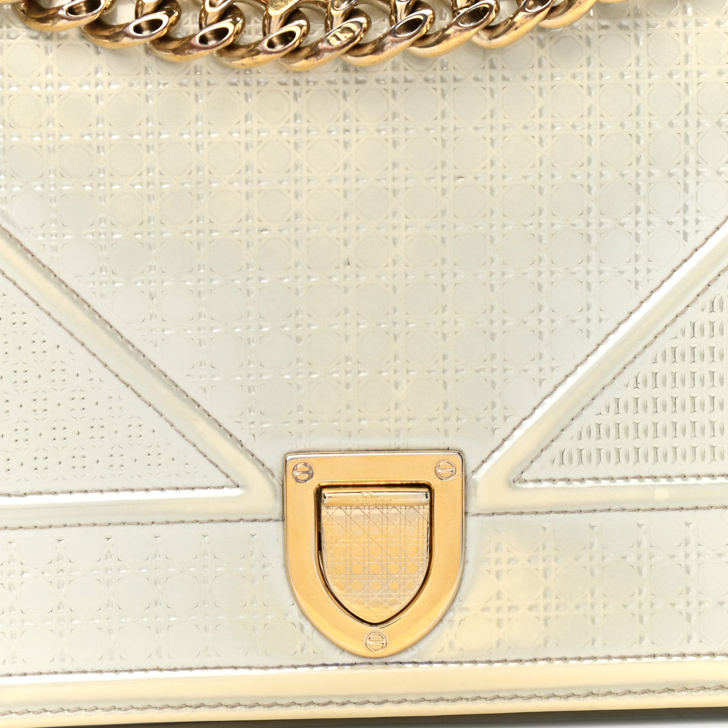 Christian Dior Metallic Patent Micro-Cannage Small Diorama Flap Bag Silver 8 of 14
