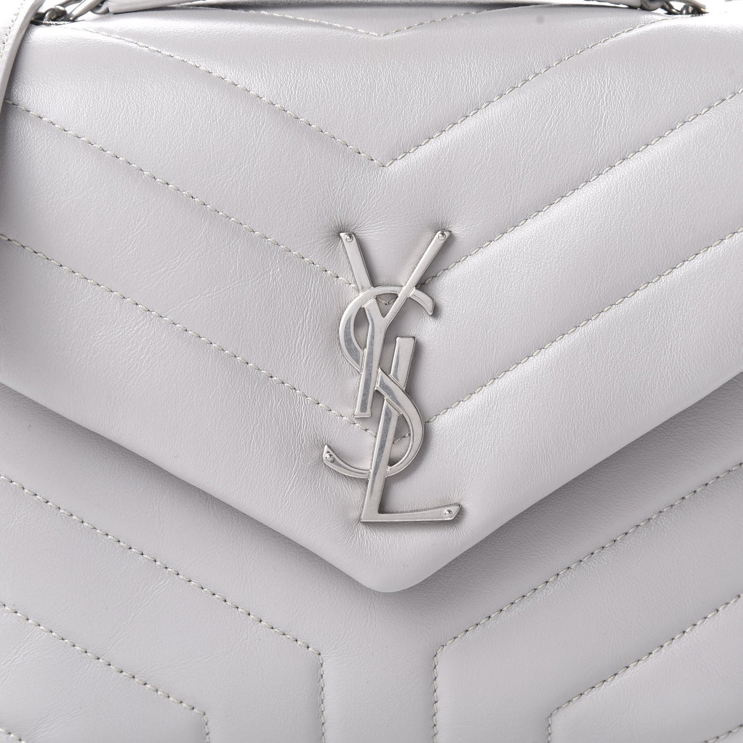 Calfskin Y Quilted Monogram Small Loulou Chain Satchel Granite