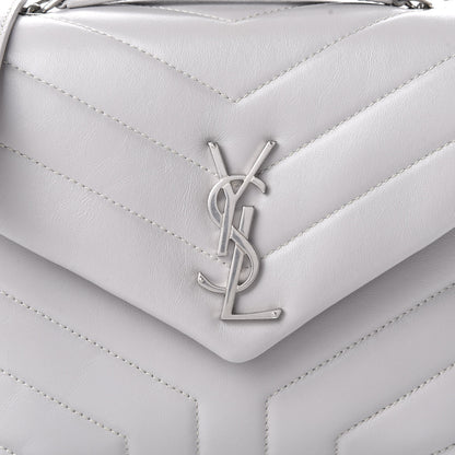 Saint Laurent Calfskin Y Quilted Monogram Small Loulou Chain Satchel Granite 9 of 9
