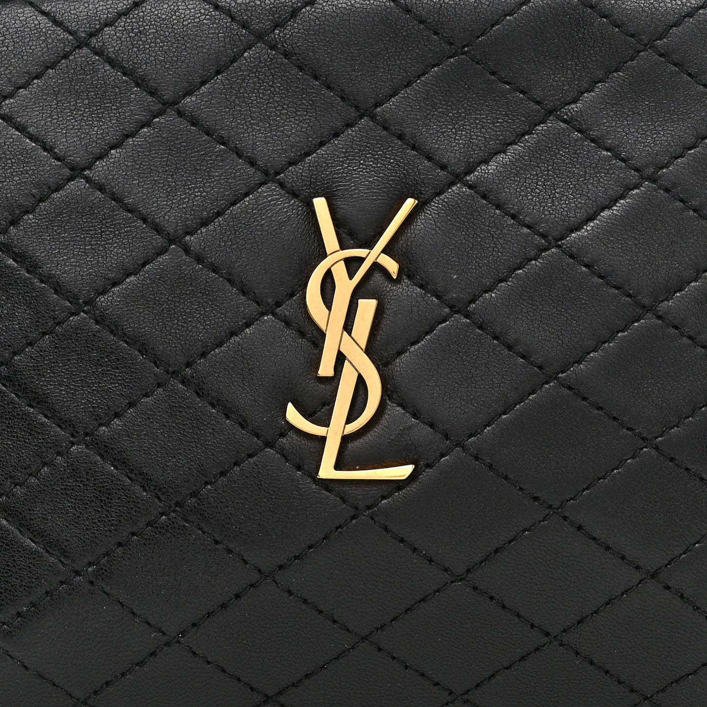 Lambskin Quilted Gaby Zipped Pouch Black