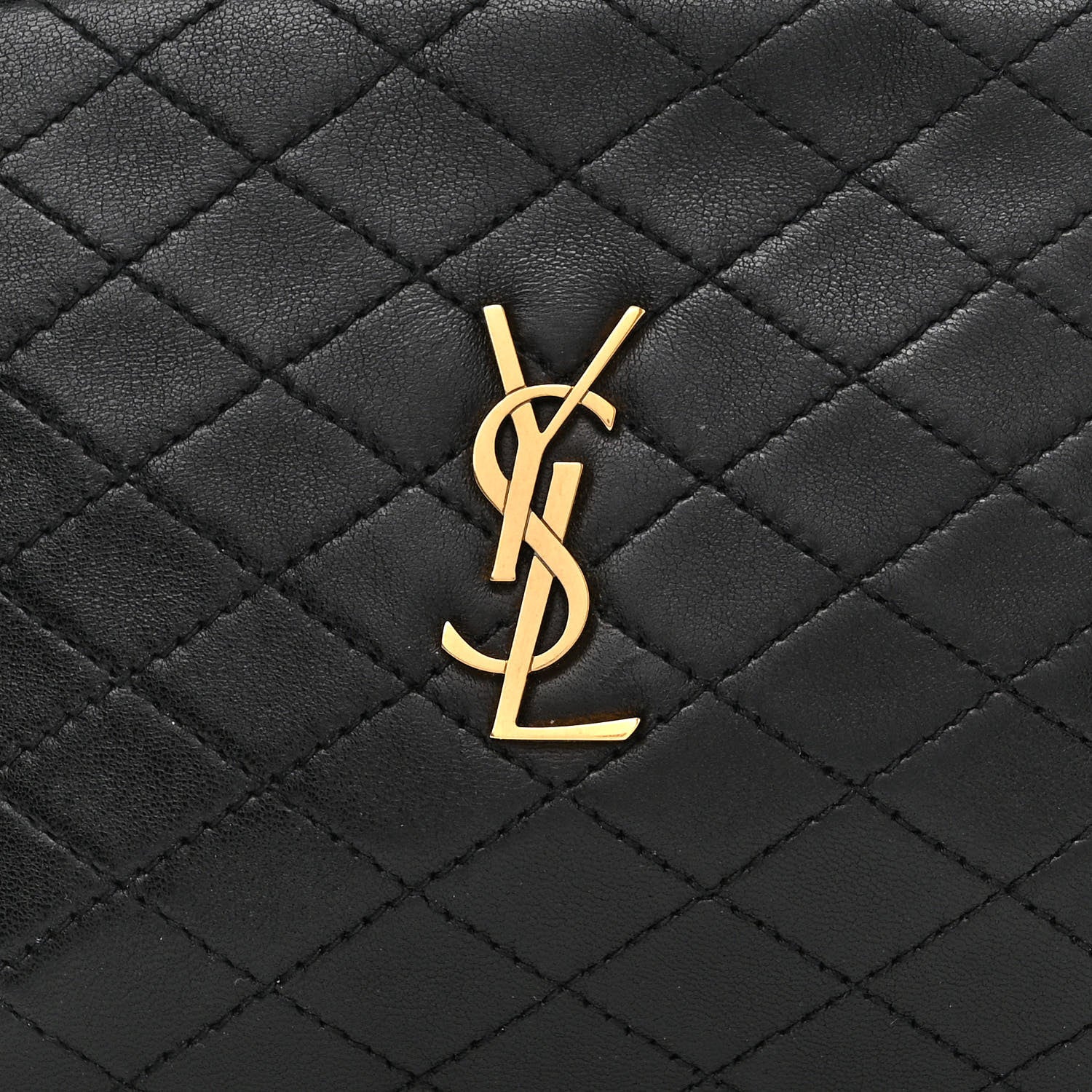 Saint Laurent Lambskin Quilted Gaby Zipped Pouch Black 8 of 10