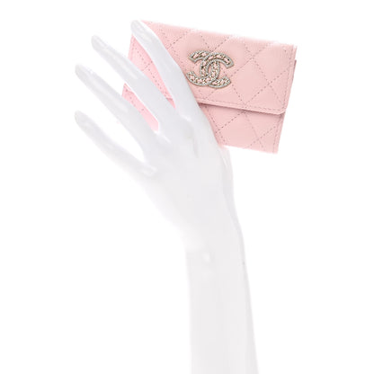 Chanel Caviar Quilted Crystal CC Flap Card Holder Pink 2 of 8