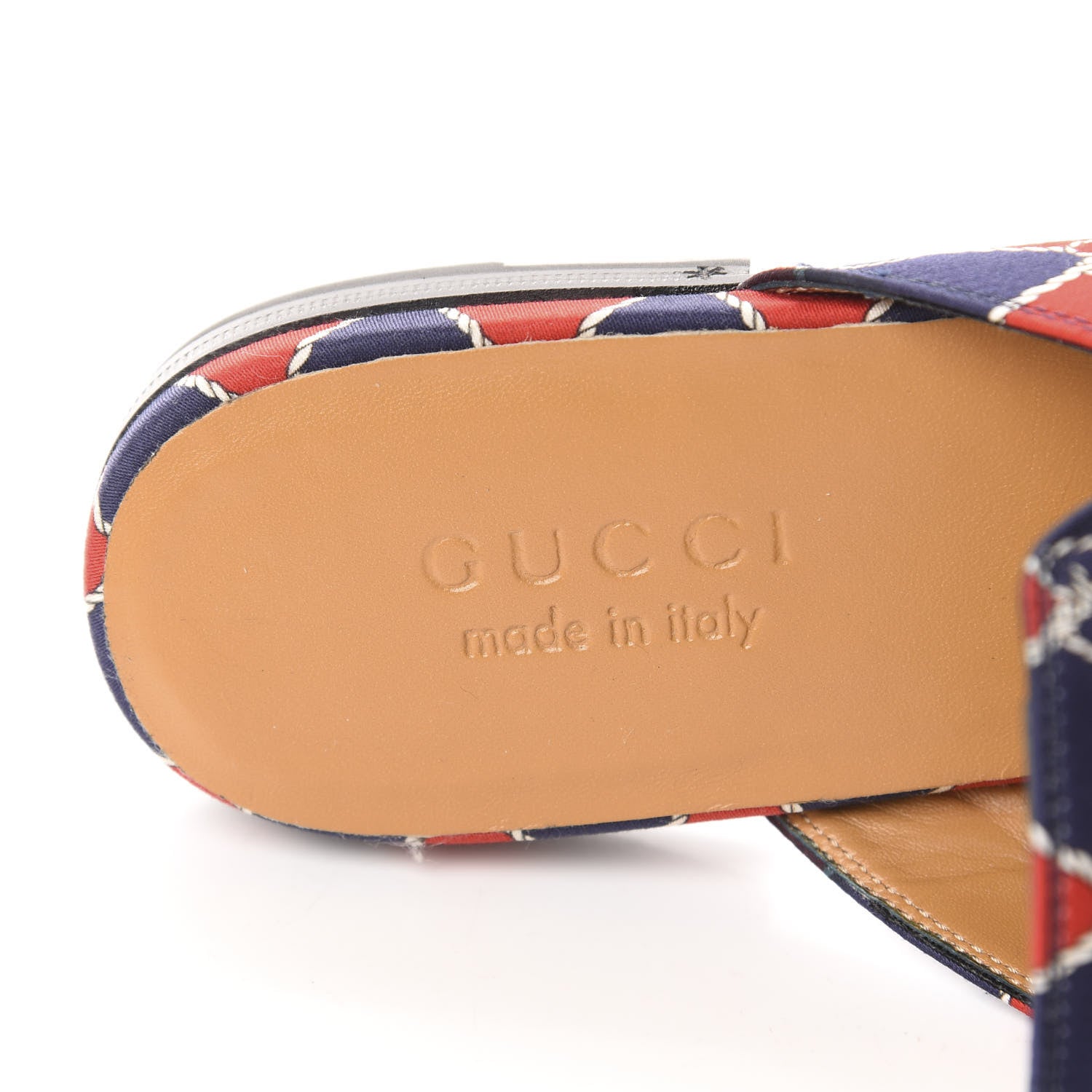 Gucci Mini GG Rhombus Chain Mens Princetown Slippers 5.5 Royal Bleuett Red 7 of 10
