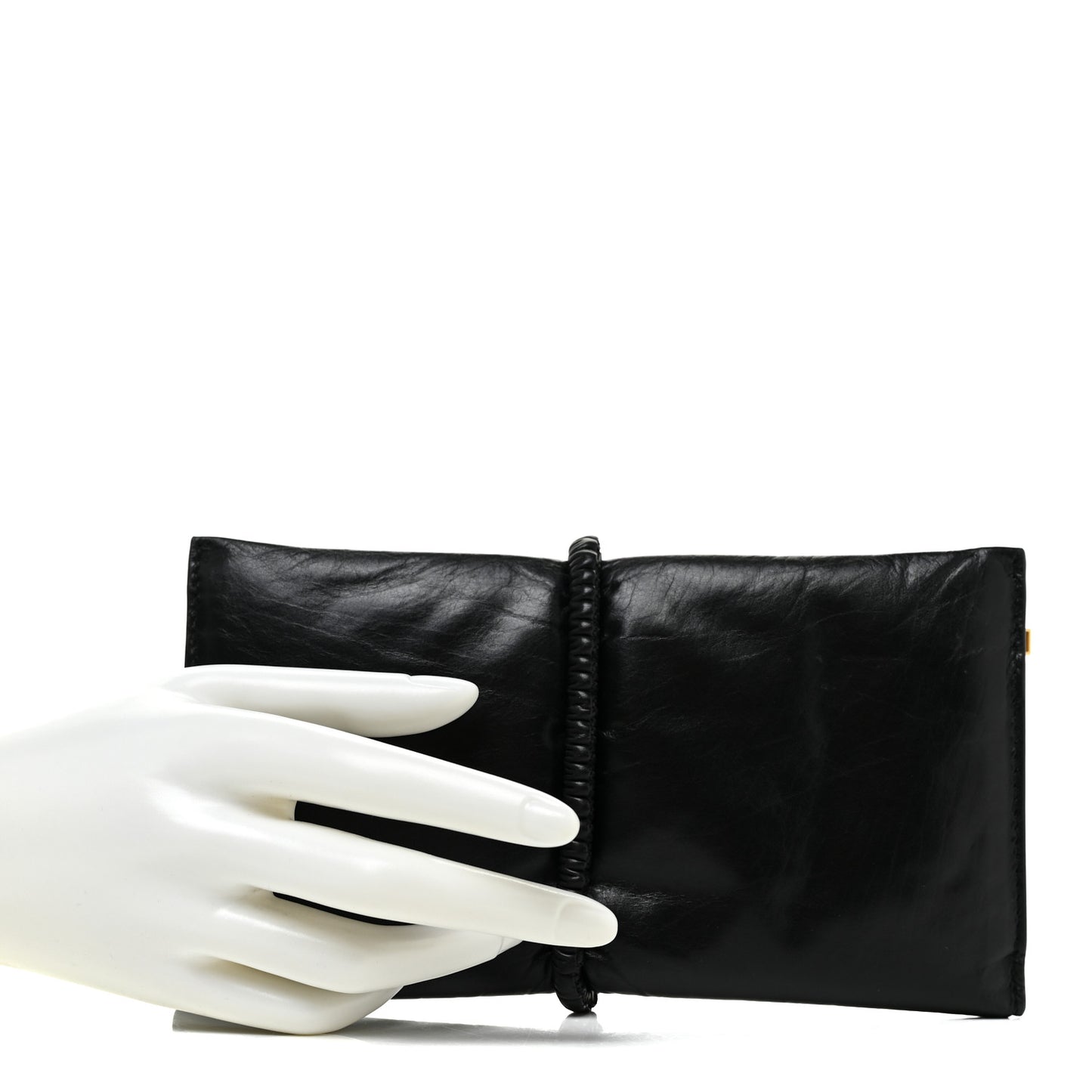 Calfskin Padded Bi Fold Clutch Black