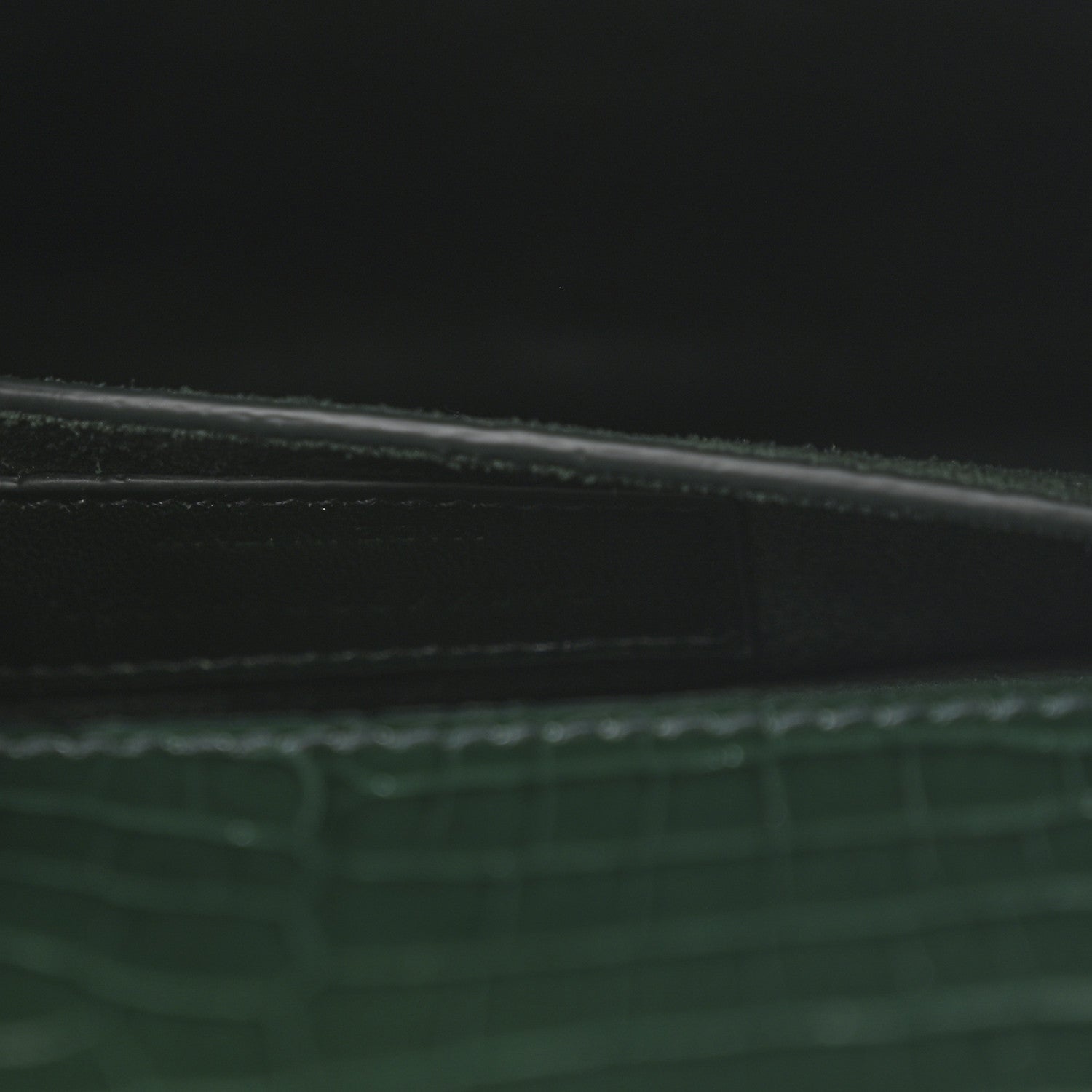 Saint Laurent Calfskin Crocodile Embossed Medium Monogram Sunset Dark Green 8 of 12