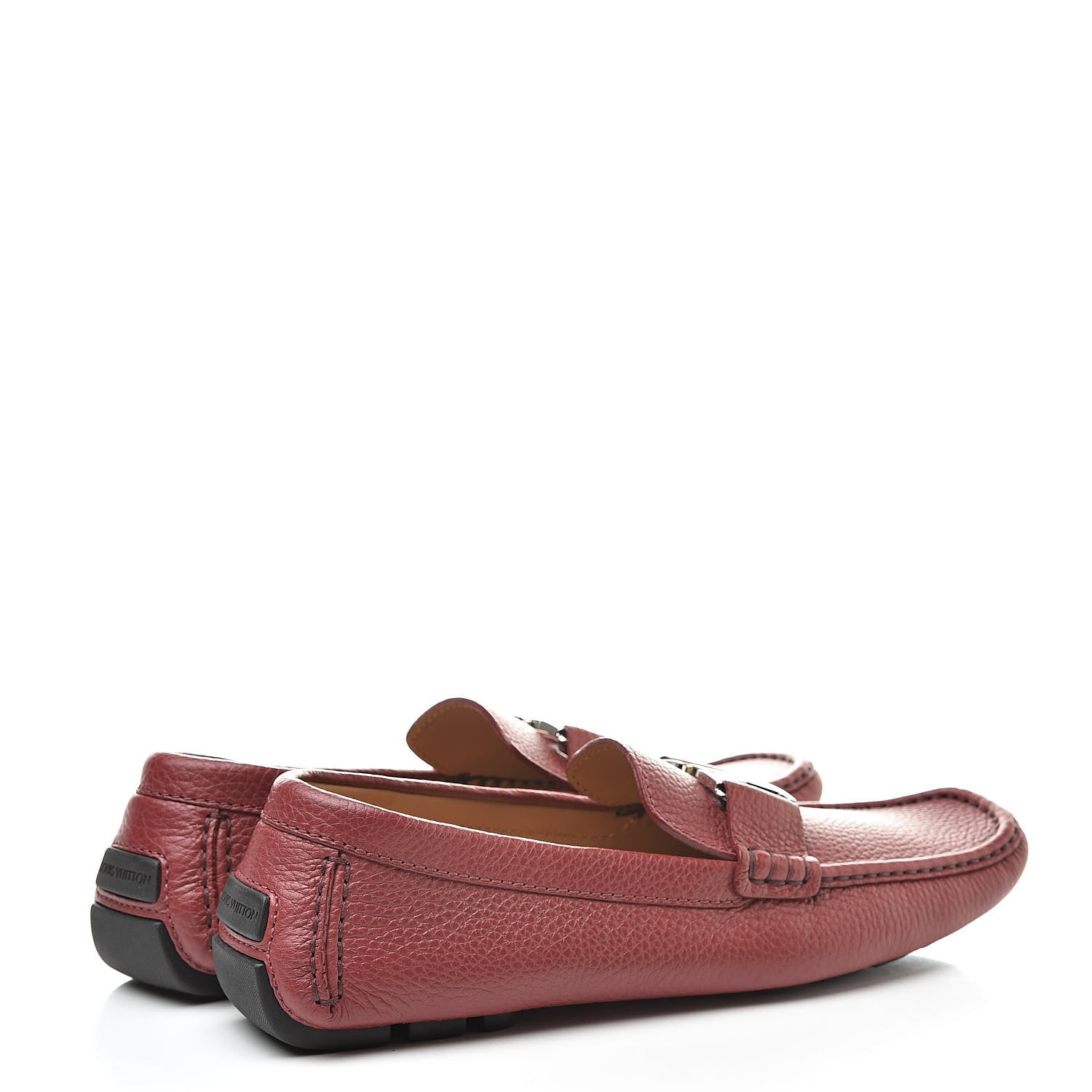 Louis Vuitton Calfskin Mens Monte Carlo Car Shoe Moccasin Loafers 10.5 Red 4 of 9