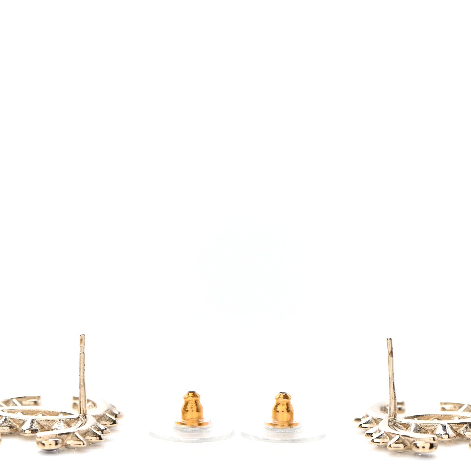 Chanel Strass Crystal Dazzling Wheat CC Earrings Blue Gold 2 of 4