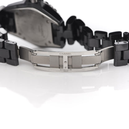 Chanel Stainless Steel Ceramic Diamond 33mm J12 Quartz Watch Black 6 of 7